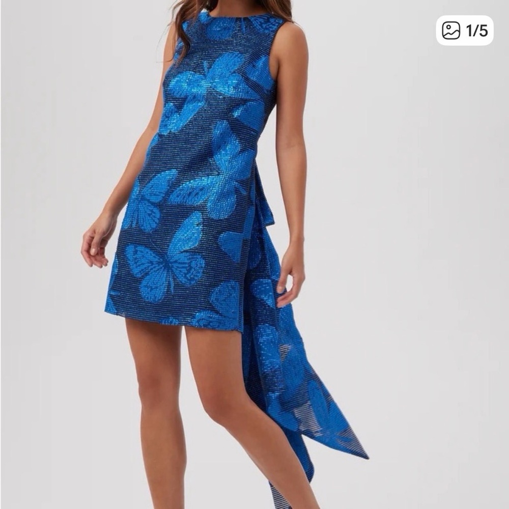 NWT Trina Turk limited edition blue savia butterfly shift dress size 12